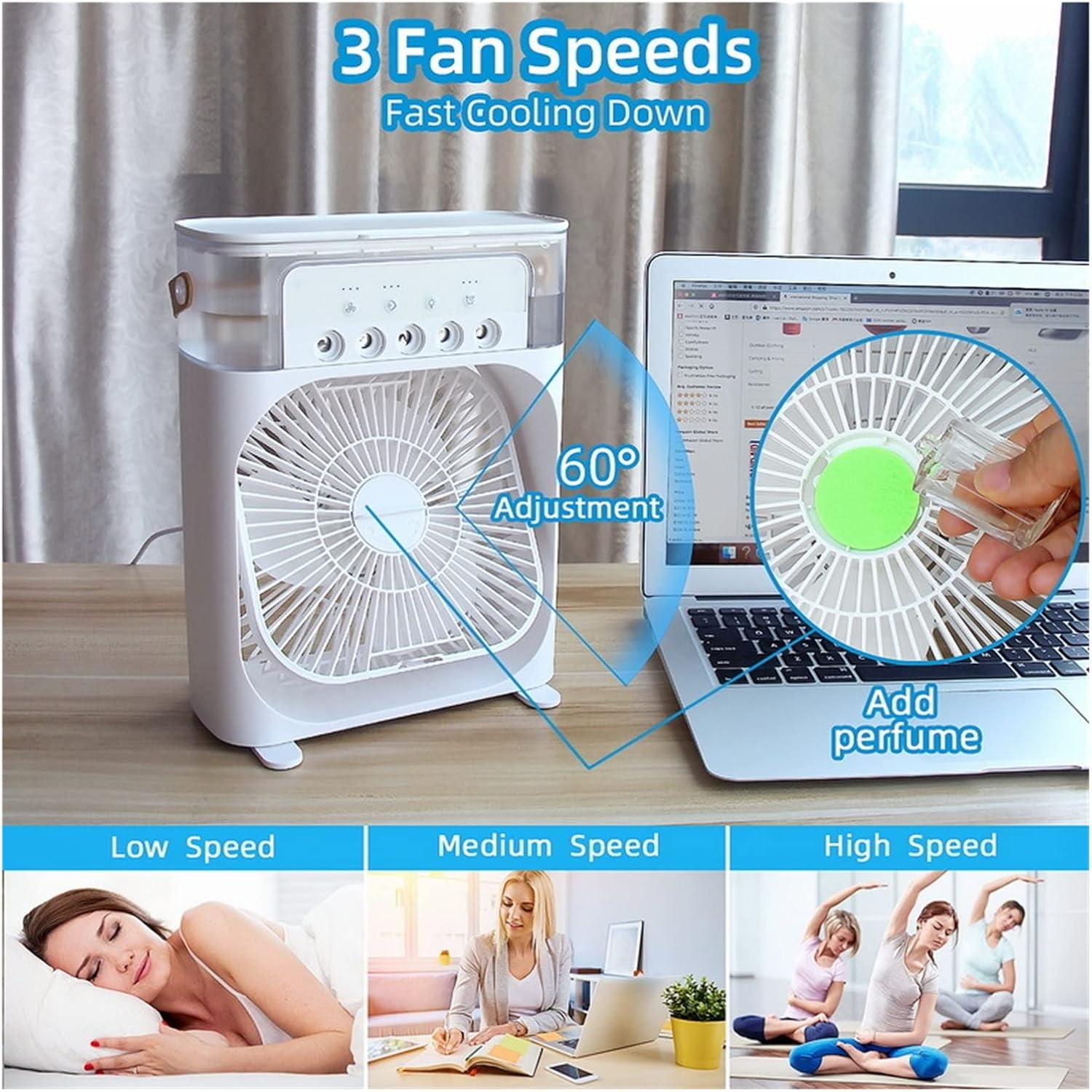 Ventilatore portatile per aria condizionata Condizionatore d'aria portatile Raffreddatore d'aria Ventola spray for raffreddamento ad acqua Ventola for umidificazione desktop USB Mini ventola di raffre